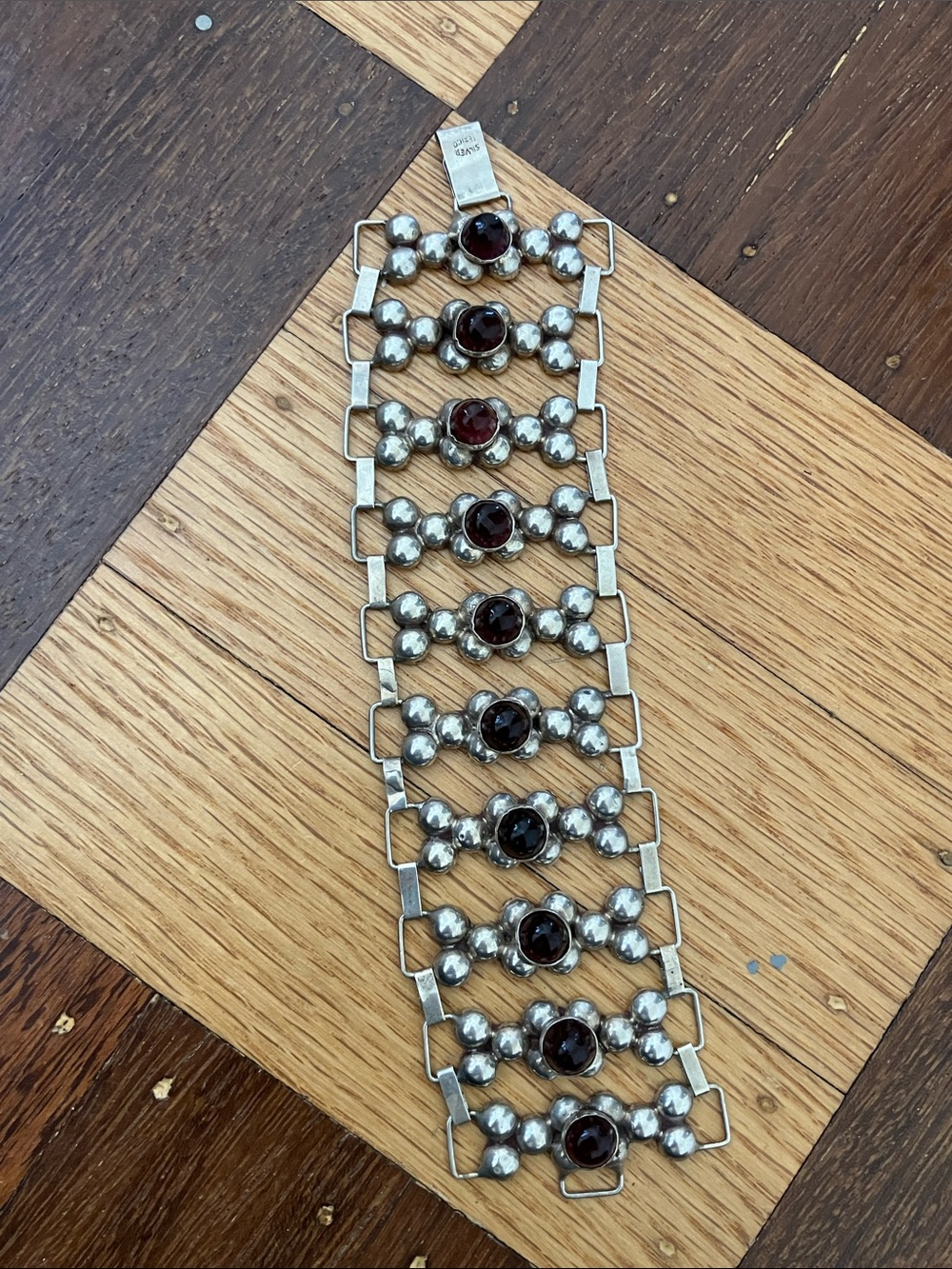 RARE! Iconic Vintage Fred Davis style Mexican Silver Caviar Bracelet - Picture 2 of 12
